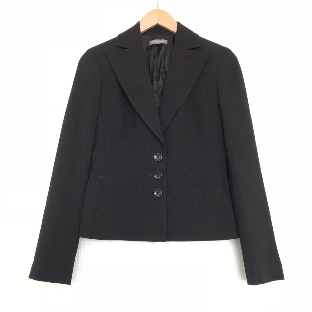 Ann Taylor Black 3-Button Blazer Career Jacket EUC